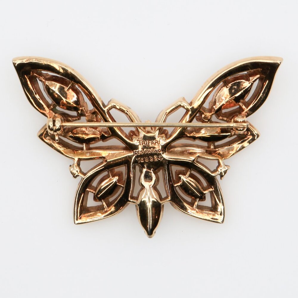 Vintage‎ Trifari Alfred Philippe Butterfly Brooch Gold Toned Trifanium 1950s - Picture 3 of 5